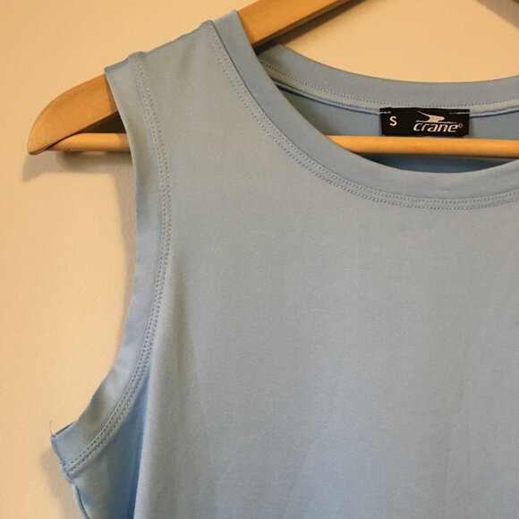 Crane Pale Sky Blue Mesh Hem Workout Tank - Picture 3 of 15